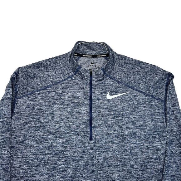 Nike Dri-Fit Men's Heather Blue 1/4 Zip Running Pullover - Picture 3 of 12